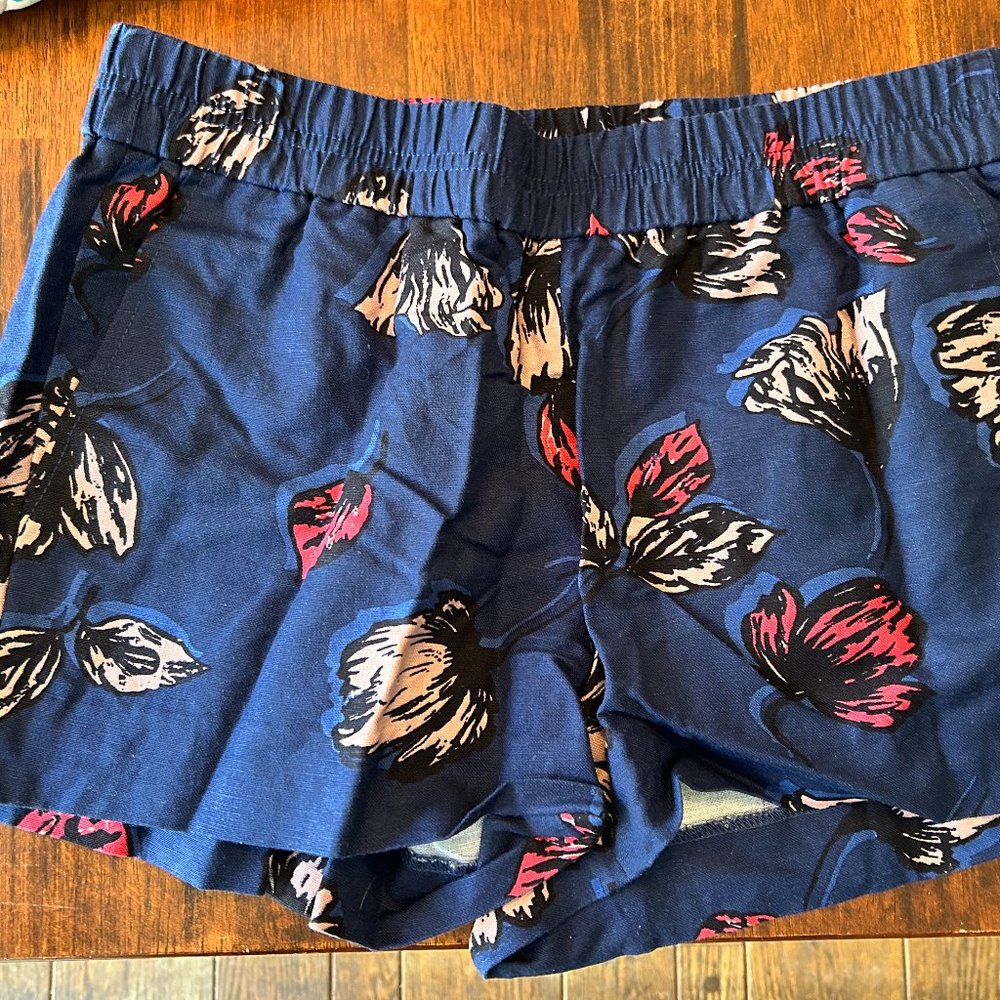 J. Crew Floral Print Linen Blend Chino Shorts Blue Size 4
